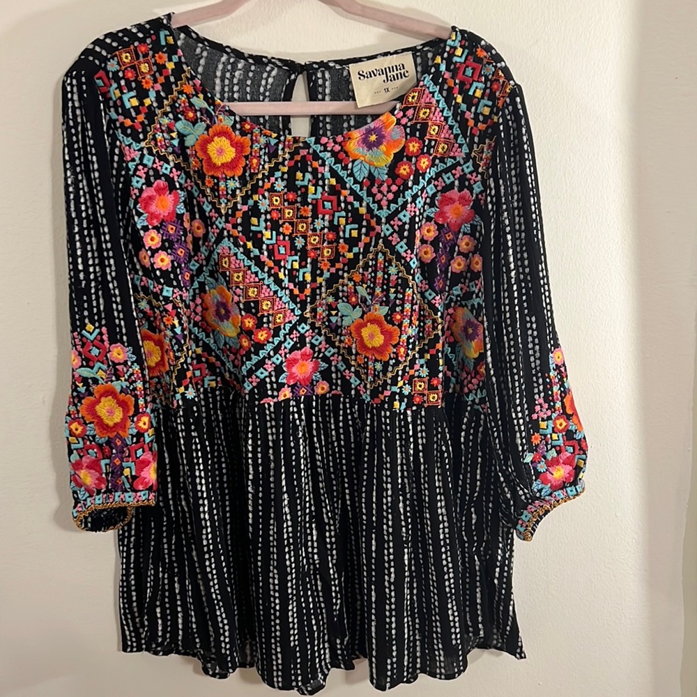 Savanna Jane floral embroidered top